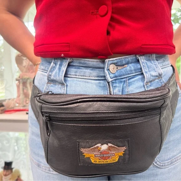 Vintage Harley-Davidson Leather Fanny Pack | An American Legend Waist Bag - Picture 4 of 6
